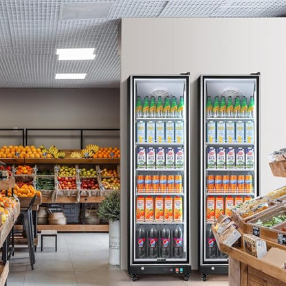 BODEGACOOLER Commercial Beverage Refrigerator with Glass Door,12.5 Cu.Ft Commercial Drink Refrigerator,Upright Large Display Merchandiser Beverage Bar Cooler with Soft LED Light,Adjustable Shelves