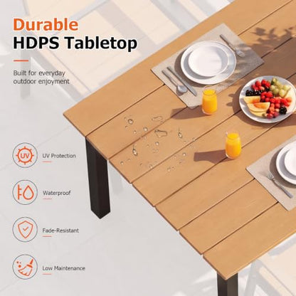 LazySunsets Outdoor Dining Set with Umbrella Hole (Gray/Teak, 7 Piece)