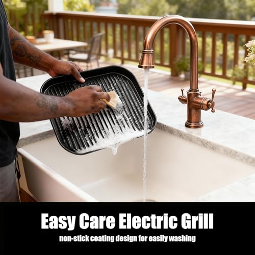 OLIXIS Electric Grill Indoor & Outdoor, 8-in-1 Multifunctional BBQ Grill