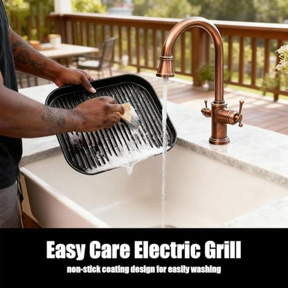 OLIXIS Electric Grill Indoor & Outdoor, 8-in-1 Multifunctional BBQ Grill