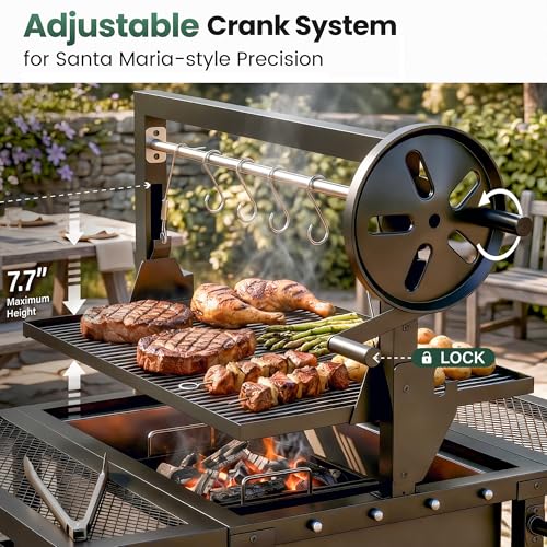 Argentine Santa Maria Grill with Adjustable Height Grates for Outdoor Grill