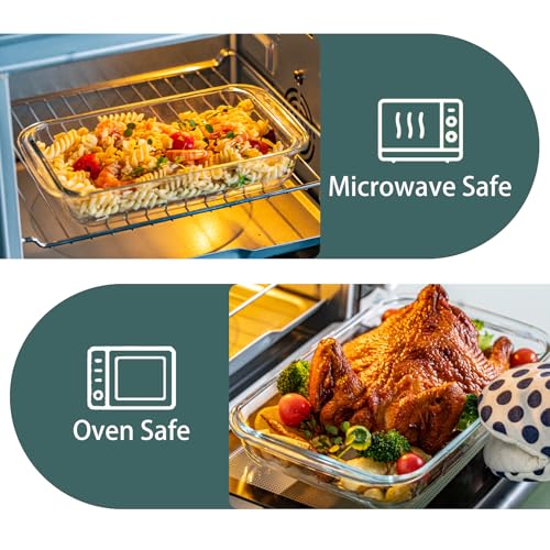 Glass Baking Dish, Glass Baking Dishes for oven,Food Container 3-Piece Set for Cooking Lasagna Kitchen Baking Bakeware Set Oven Microwave Refrigerator Dishwasher Safe (3)