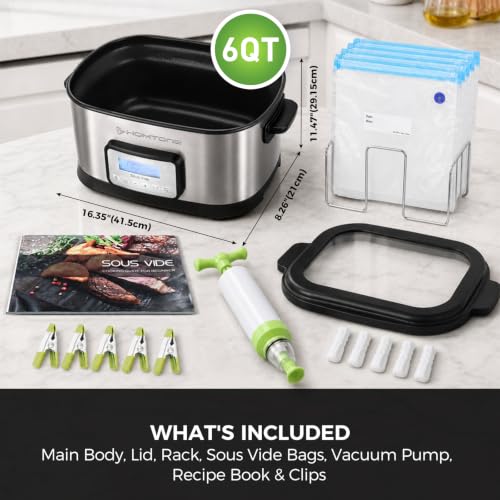 Homtone Sous Vide 6 Quart, 520W Fast Heating, All-In-One, Stainless Steel