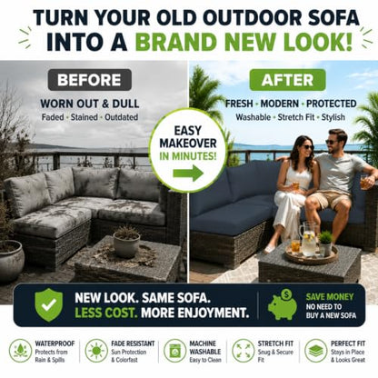 12 Pcs Outdoor Cushion Covers, Patio Sofa Cushion Covers Replacement