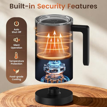 Kourice Milk Frother Electric, 4-in-1 Milk Frother and Steamer for Latte, Cappuccino, Hot & Cold Milk Froth Maker, Automatic Milk Steamer and Frother, Quiet One-Touch Operation, Easy to Clean