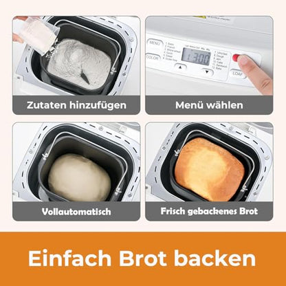 2LB Bread Maker, 12-In-1 Functionality, Gluten-Free Option, Nonstick Baking Pan, Two Loaf Sizes, 13-Hour Delay And 1-Hour Keep Warm Feature (White)
