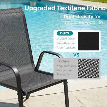 MAMIZO 7 Pieces Patio Dining Set for 6, Glass Table and Textilene Chairs
