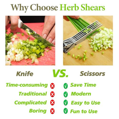 2026 Upgraded Herb Scissors, Effortless Herb Shears Cutter Tool with Sharp Stainless Steel Blades for Fresh Herbs, Must-Have Kitchen & Cooking Gadget, Green