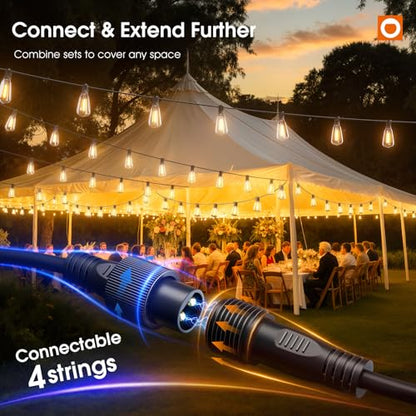 addlon 198FT Outdoor String Lights for Outside with Remote Waterproof Patio Lights with Plastic ST38 LED Edison Bulbs Outdoor Lighting Extra Long for Backyard Bistro Porch Garden Pergola Party Decor