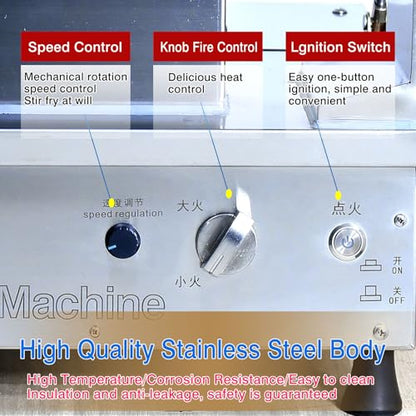 Koalalko Commercial Automatic Stir Fry Wok Machine with water spray,Automatic 360° Stir Fry Cooker,Automatic Cooking Machine,Drum Type Stir Frying Machine(Natural Gas, Countertop)