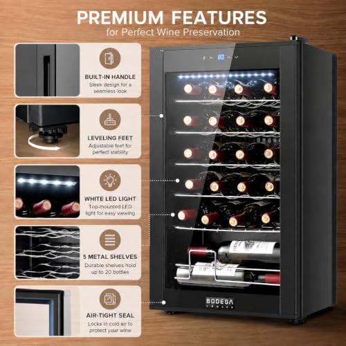 BODEGA COOLER 24 Bottle Wine Cooler, Wine Fridge for Office, Kitchen & Bar