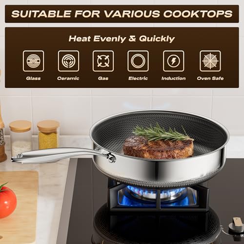 ZEROPAN Frying Pans Nonstick with Lid,Hybrid Nonstick 4-Quart Deep Sauté Pan, Stay-Cool Handle,PFAS PFOA PTFE Free,10 Inch Deep Frying Pan Dishwasher-Friendly, Oven-Safe, Compatible with All Cooktops