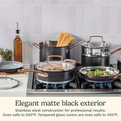 Cuisinart 11-Piece Matte Black Elegance Cookware Set, MBK89-11