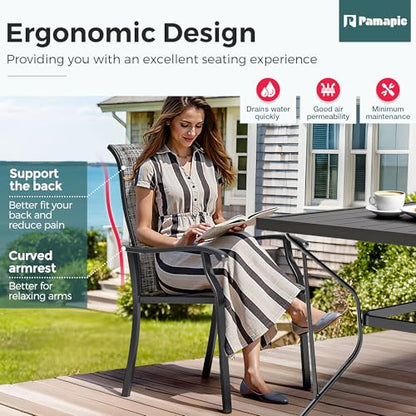 PATIOPIA 5-Piece Outdoor Dining Set, Patio Furniture Set with 4 Regular Chairs,Patio Dining Set with 1 Rectangular Table for Garden, Backyard, Poolside, Deck, Charcoal