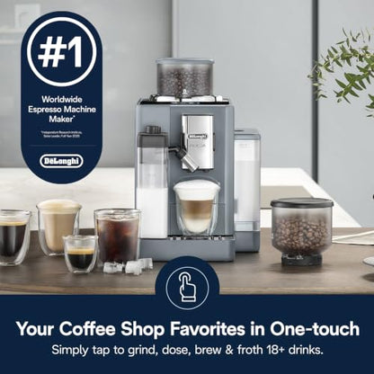 De'Longhi Rivelia Automatic Espresso Machine, Milk Frother, Pebble Gray