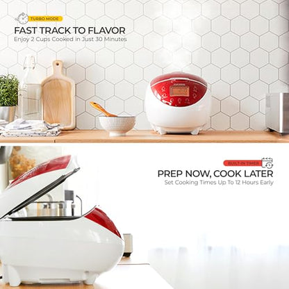 CUCKOO Micom Rice Cooker 6 Cup Uncooked / 12 Cup Cooked, Fuzzy Logic Rice Maker with Delay Timer & Keep Warm Setting, Versatile Food Steamer for Cooking, Non-Stick Inner Pot, Red (CR-0655F)