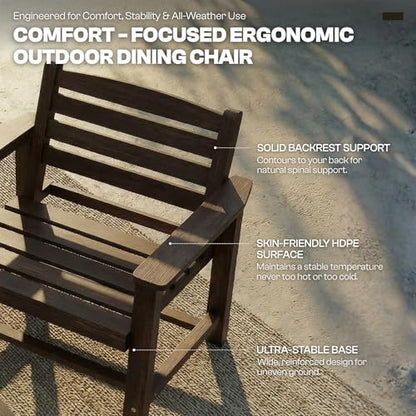 Patio Kingdom 9-Piece Outdoor Dining Set for 8, 75.2" HDPE Table with Umbrella Hole & 8 Chairs, All-Weather Patio Furniture for Lawn, Yard, Deck, or Poolside, Fade & Crack Resistant (Brown)
