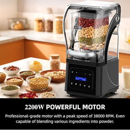 AIZIYO Commercial Blender With Heavy Duty Quiet Shield, 2200 Watts High Speed Motor, 60 Oz BPA-Free Pitcher, 5 Preset Function Countertop Blender for Ice Crush, Smoothies, Shakes, Spreads