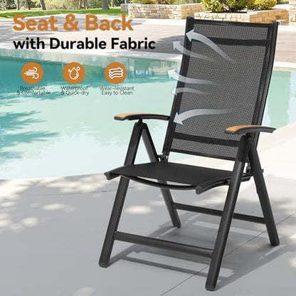Pellebant 13PCS Outdoor Dining Set for 12, Aluminum Table & Foldable Chair
