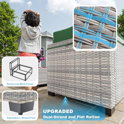 Sweecci Outdoor PE Wicker Rattan Modular Patio Sectional Sofa Set