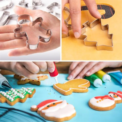 Christmas Cookie Cutters Set of 9 Pieces, Wmtidene Cookie Cutters Shapes for Winter Holiday, Metal includes Christmas Tree,Snowflake,Gingerbread Men,Angel,Star,Mitten,Candy Cane,Snowman