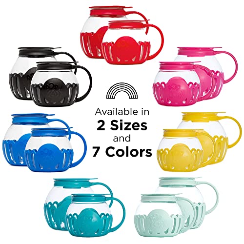 Ecolution Patented Micro-Pop Microwave Popcorn Popper with Temperature Safe Glass, 3-in-1 Lid Measures Kernels and Melts Butter, Made Without BPA, Dishwasher Safe, 3-Quart, Blue