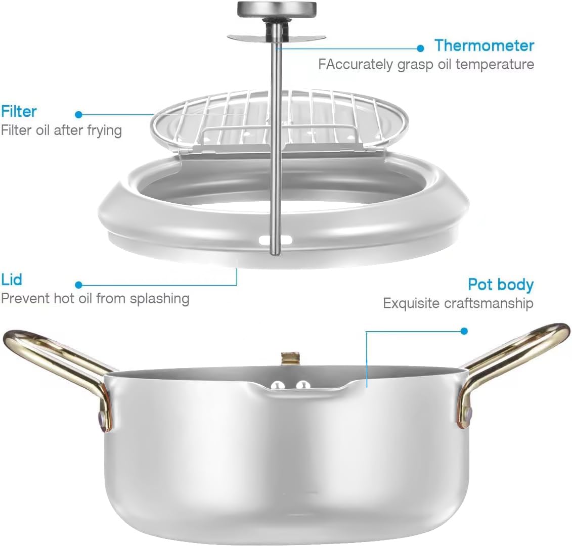 Deep Fry Oil Thermometer for Fryer Pot,Cooking Thermometer for Hot Oil Deep Fryer,Side of Frying Thermo Clip&3.5 inch Probe, Easy Clean up, Reading Fast,