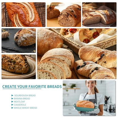 Blisswave Cast Iron Bread Pan with Lid - 2-in-1 Dual Set, Includes 2 Bread Mats - Bread Baking Pan for Homemade Bread, Cakes, Patties - Even Heating - 2-Piece Set (Lake Blue)