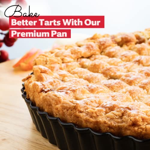 FIDZ PAN Tart Pan 9 Inch Removable Bottom- Carbon Steel Quiche Pan, Rust & Temperature Resistant Quiche Baking dish 550-600 °F- Non-Stick, Sturdy & Dishwasher Safe- Perfect for Baking Tarts