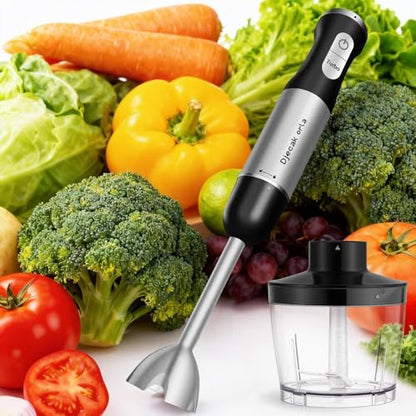 Djecak Orla 1100W 5-in-1 Immersion Blender Handheld, 30 Speed Stick Blender with Turbo, 15,500 RPM, Includes Whisk, Milk Frother, 500ml Chopper & 600ml Beaker Black