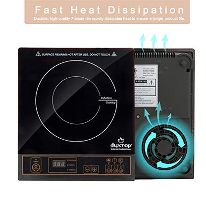 Duxtop 1800W Portable Induction Cooktop Countertop Burner, Silver 8120MC/BT-180G3