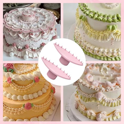 2 PCS Cake Arch Guide Tools, Pink Cake Arch Tools, Cake Decorating Tools, Cake Ruffle Markers, Suitable for Beginners and Bakers.