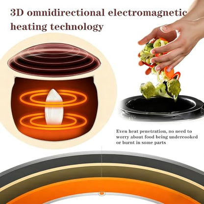 Automatic Cooking Machine,2000W 6L auto cooking wok Fried rice machine,One-click Smart Start, Three Speed Adjustable,360 ° Automatic Rotation, for Stir Frying, Stewing, Cooking(110V)