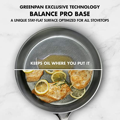 GreenPan GP5 Hard Anodized Healthy Ceramic Nonstick 14 Piece Cookware Pots and Pans Set,Heavy Gauge Scratch Resistant,Stay-Flat Surface, Induction, Mirror Finish Handle,Oven Safe,PFAS-Free,Slate