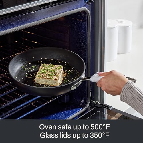 All-Clad HA1 Expert Nonstick 12-Inch Chef's Frying Pan with Tempered Glass Lid, Stay-Cool Ergonomic Handle, Dishwasher-Friendly, Oven-Safe Up to 350°F, Induction, Compatible with All Cooktops, Black