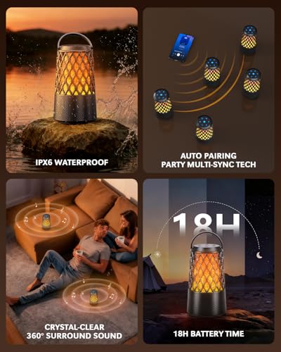 2026 Outdoor Speakers, Gift for Men, Bluetooth 5.3 Speakers Wireless IPX6 Waterproof, Auto-Pairing, Multi-Sync Up to 100-Speaker, Portable for Party Patio Deck Porch Backyard RV, Cool Gadget for Him