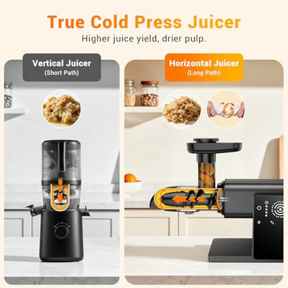 Juicer Machines with LED Smart Touch Screen, 2 Modes Slow Masticating Juicers for Kale & Celery, BPA-Free Cold Press Juicer with Reverse Function, Aluminum Alloy