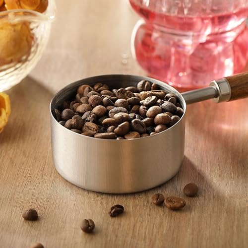 8PCS Measuring Cups, DAJLFA Stainless Steel Measuring Cups and Spoons Set with Ergonomic Wooden Handle for Cooking & Baking