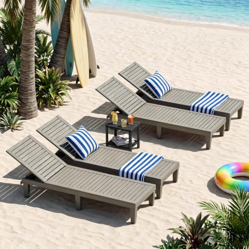 WTFGO Outdoor Chaise Lounge Chair Set of 4, Grey