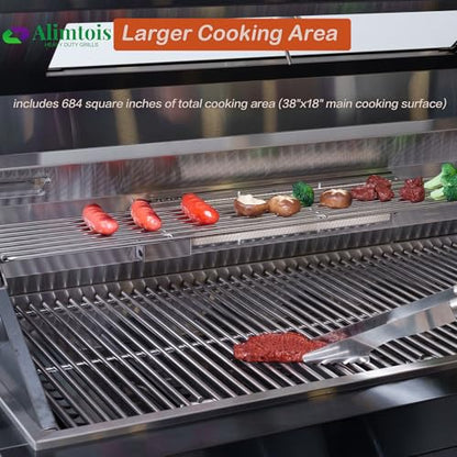 Alimtois BBQ Island Outdoor Kitchen: 46-Inch 4-Burner 72000 BTU Modular Outdoor Grill Islands + Side Burner + Rotisserie + Granite Countertops for Backyard Family Gatherings Small Business