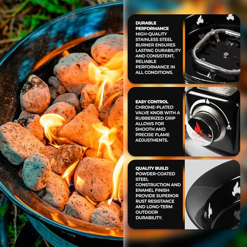 Outland Living Portable Propane Fire Pit, 19-inch, 58,000 BTU with Fire Pit Cover & Carry Kit, Smokeless Gas Firebowl | Perfect for Camping, Patio, Backyard, Tailgating, Deck, RV| Black 893 Deluxe