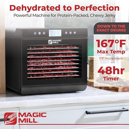 Magic Mill Premium Food Dehydrator Machine (10 Extra-Large Stainless Steel Trays) 700W Dryer for Beef Jerky, Fruits, Vegetables, Dog Treats, 48 Hour Digital Timer - 95°-167° Temperature Control
