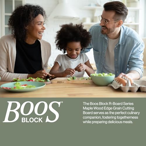 John Boos R-Board Series Rectangular Wooden Maple Cutting Board 18”x12” – 1.5” Thick, 10-lb Reversible Butcher Block with Edge-Grain & Finger Grips – Made in the USA