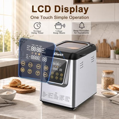 Bread Maker Stainless Steel Bread Machine, With App Control, Built-in Scale