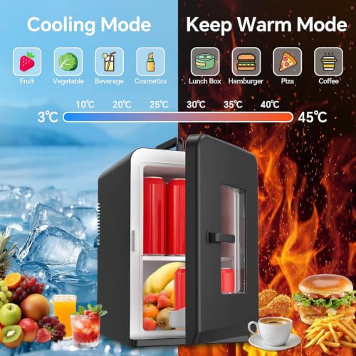 Mini Fridge for Bedroom, 15 Litre/21 Cans Portable Mini Refrigerator with AC/DC Power for Office, Dorm and Car, Thermoelectric Electric Cooler & Warmer Skincare Fridge for Drinks, Food, Cosmetics