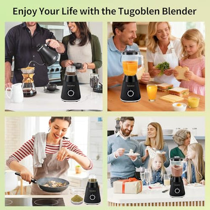 TuGoBlen Countertop Blender 51oz Glass Blending Jar,6.7oz Glass Grinding Cup,for Smoothies, Milkshakes,Baby food,Jam,Crushed Ice, Spices,Nuts,Coffee Beans,Works Well at Home,Office,Party and Festival