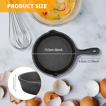 KEJJNYER 4 Pack Cast Iron Skillet 6 Inch, Nonstick Small Cast Iron Skillet, Black Small Frying Pan for Indoor and Outdoor Restaurant Kitchen
