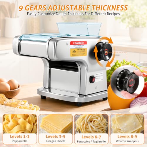 WICHEMI Electric Pasta Maker 4 IN1 Pasta Roller Noodle Pressing Machine