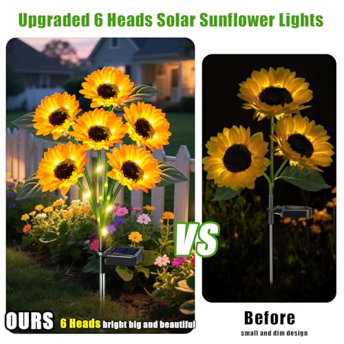 ostritec Sunflower Solar Lights Outdoor Decor, 4 Pack Solar Garden Decor 24 Waterproof Solar Sunflower Outdoor Lights for Garden Patio,Flower Bed, Pathway, Gift for Women, Mom, Grandma