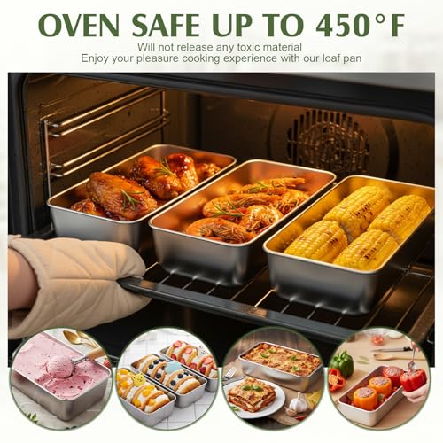 Yiyiring 10 Pack Stainless Steel Loaf Pan Set 9 x 5 Inch Bread Baking Pans Banana Loaf Tins For Baking Cake Meatloaf Brownies Sourdough Lasagnas Dishwasher Safe